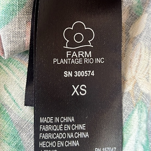 FARM RIO Cocoa Paradise Linen-Blend Shirt Multi Color Size XS - Picture 5 of 7